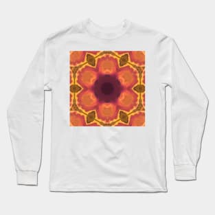 Psychedelic Hippie Flower Orange Yellow and Purple Long Sleeve T-Shirt